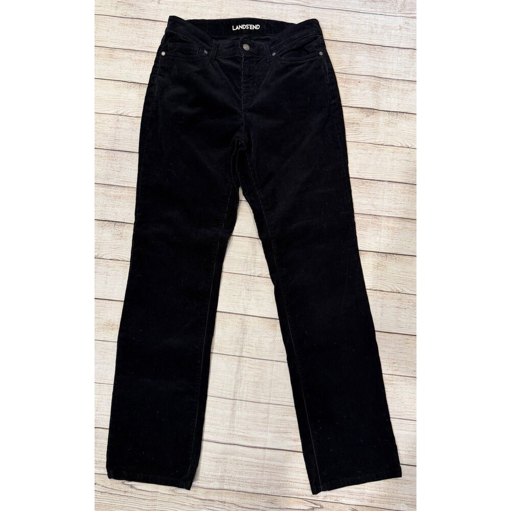 Lands' End Blue Corduroy Mid Rise Straight Cotton Stretch Pants Size 8